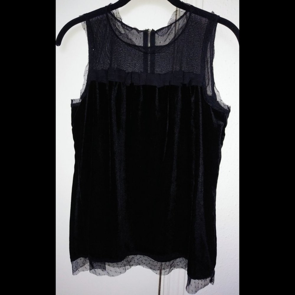 NWT Ann Taylor LOFT Black Velvet Lace Sleeveless Blouse Sz S